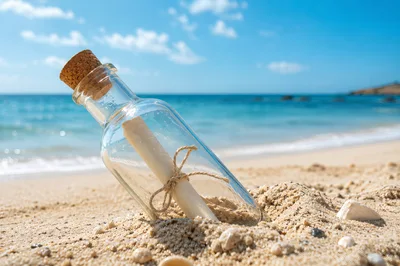 Message In A Bottle On A Tropical Beach