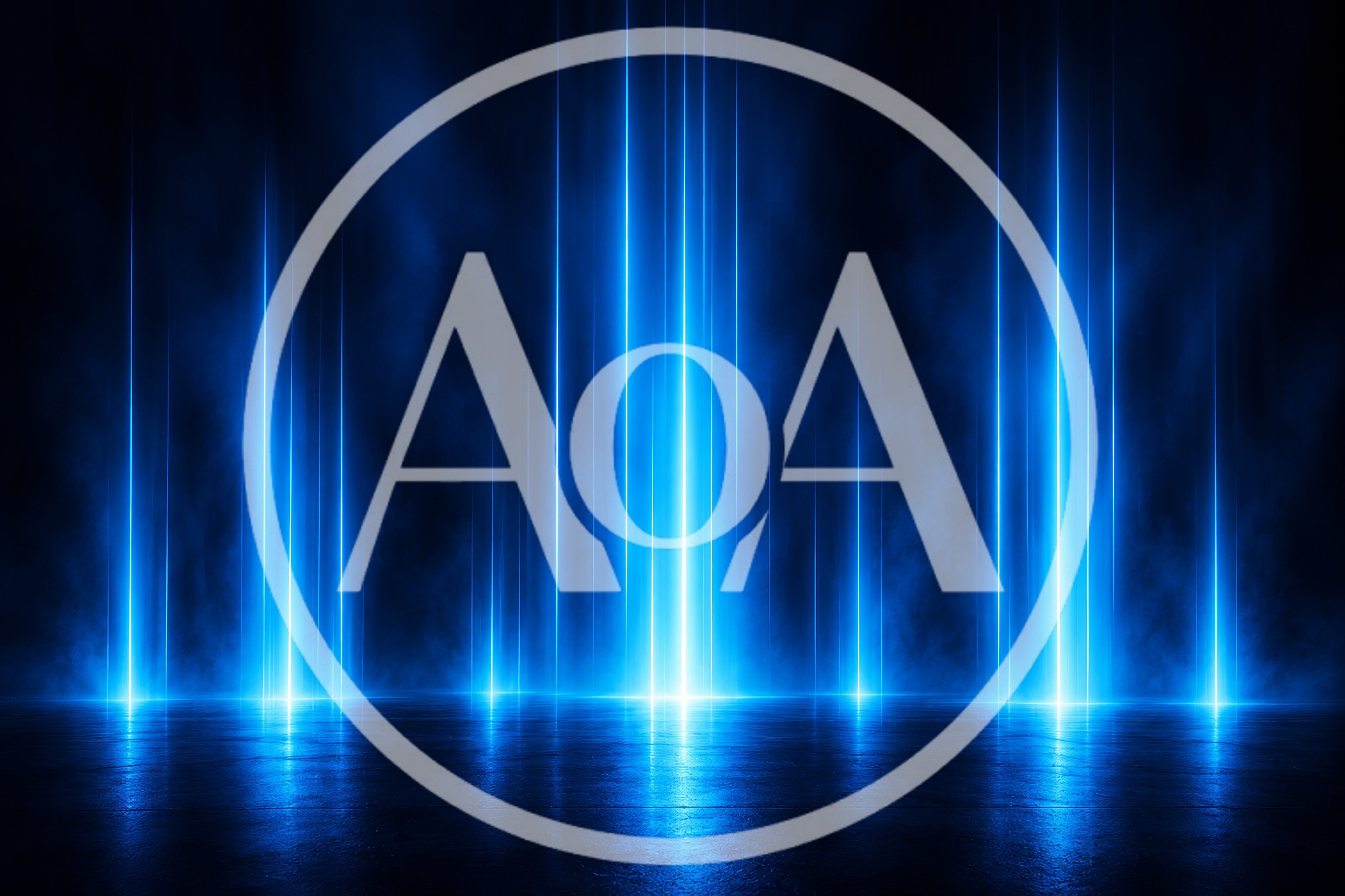 Abstract Blue Neon Light Beams On Dark Surface