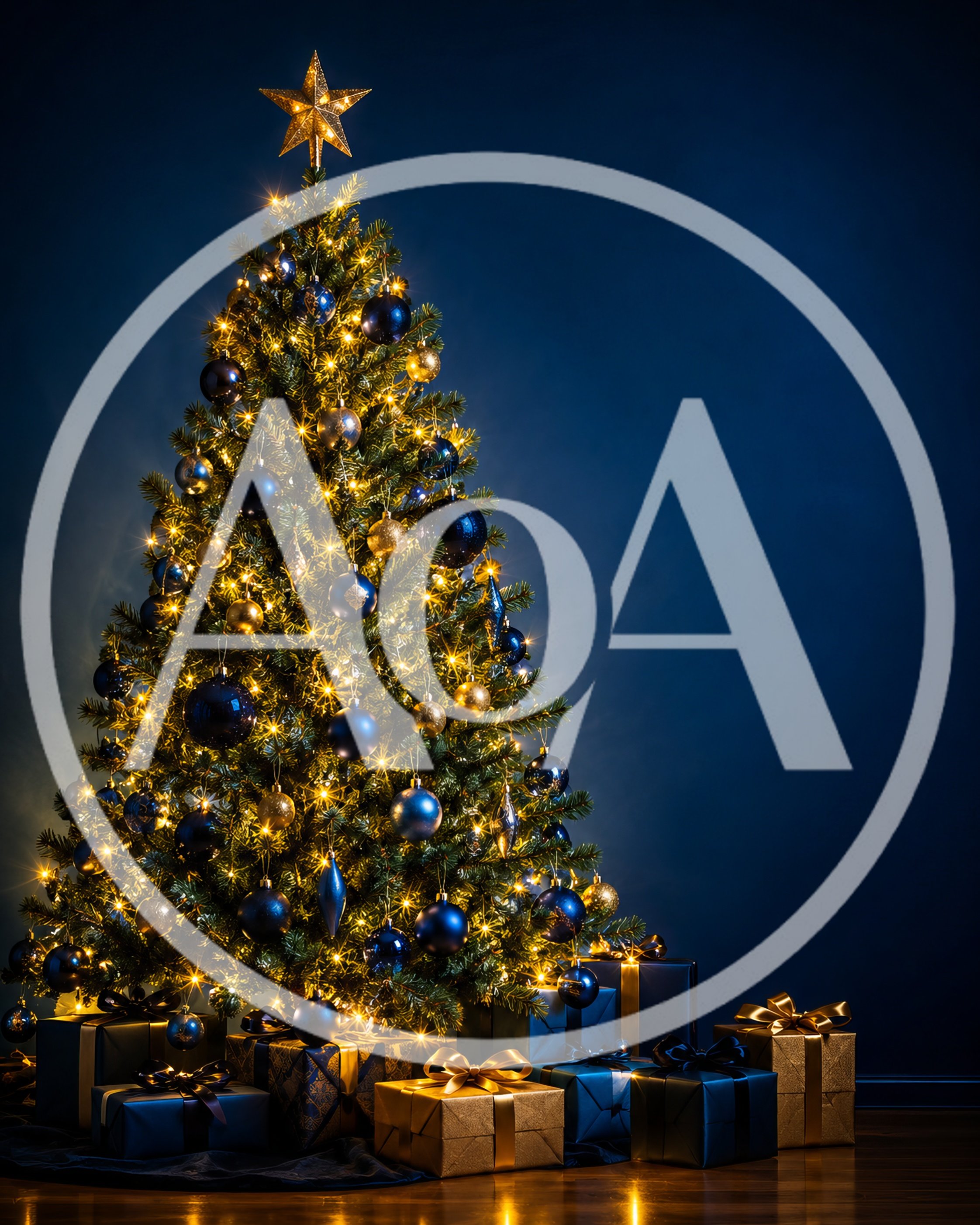 Illuminated Christmas Tree With Wrapped Gifts