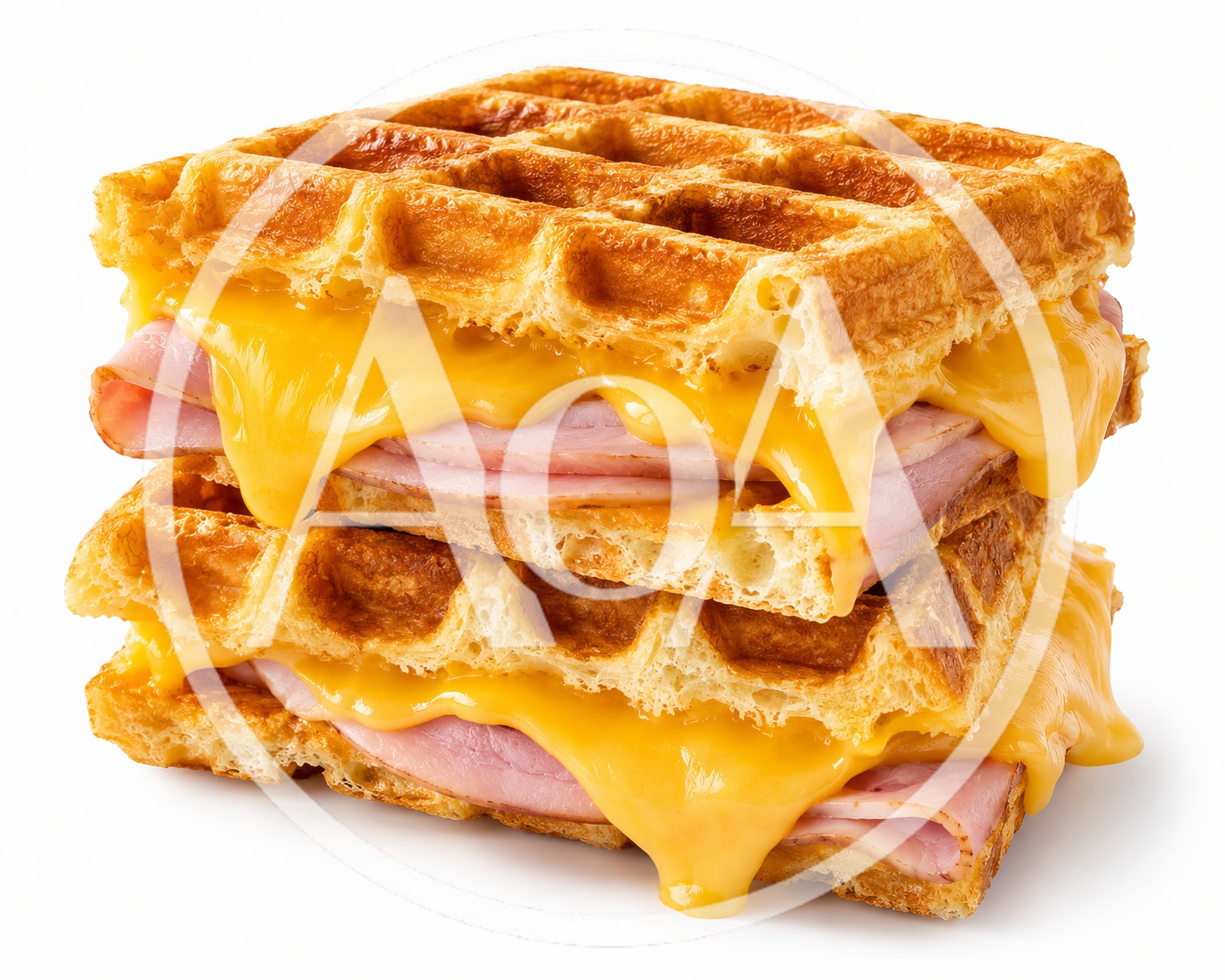 Ham and Melted Cheese Waffle Sandwich