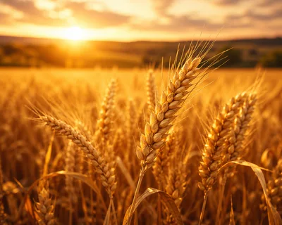 Golden Wheat Field At Sunset