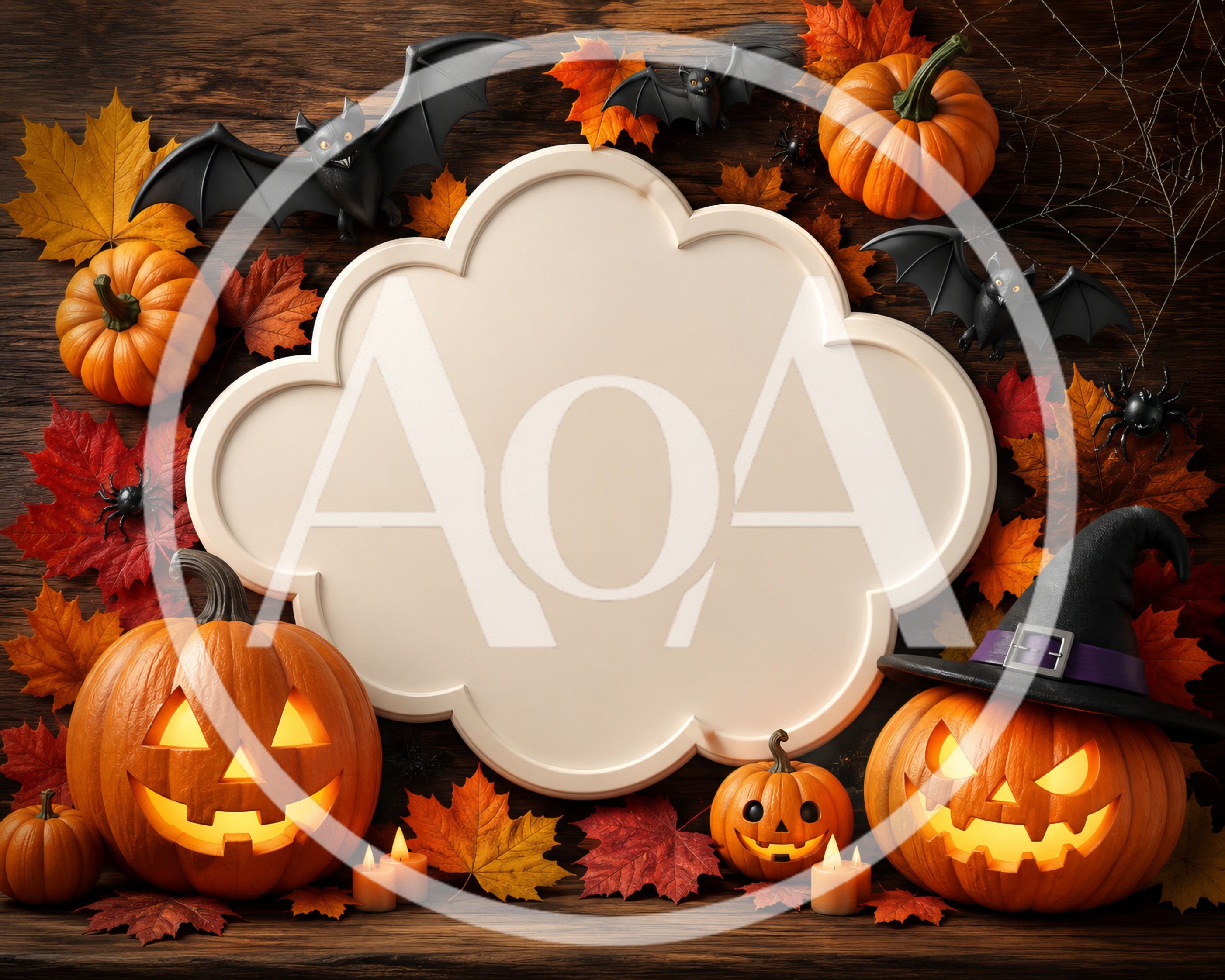 Halloween Background with Blank Frame and Pumpkins