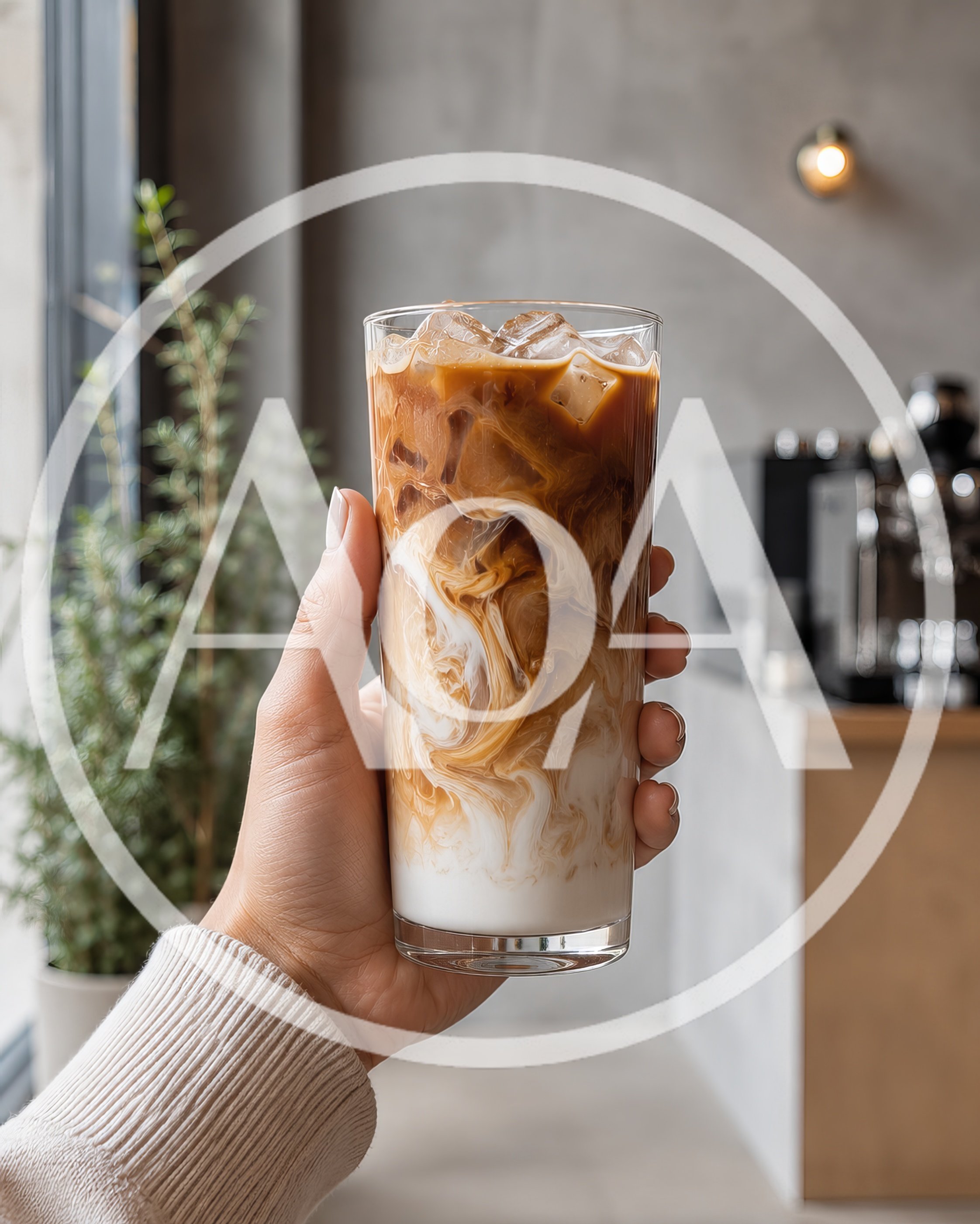Hand Holding A Glass Of Iced Coffee