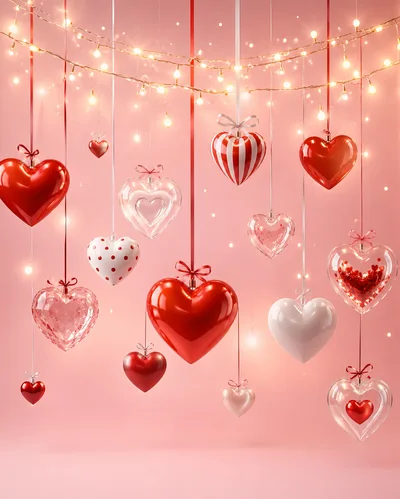 Hanging Decorative Hearts for Valentine Day Celebration