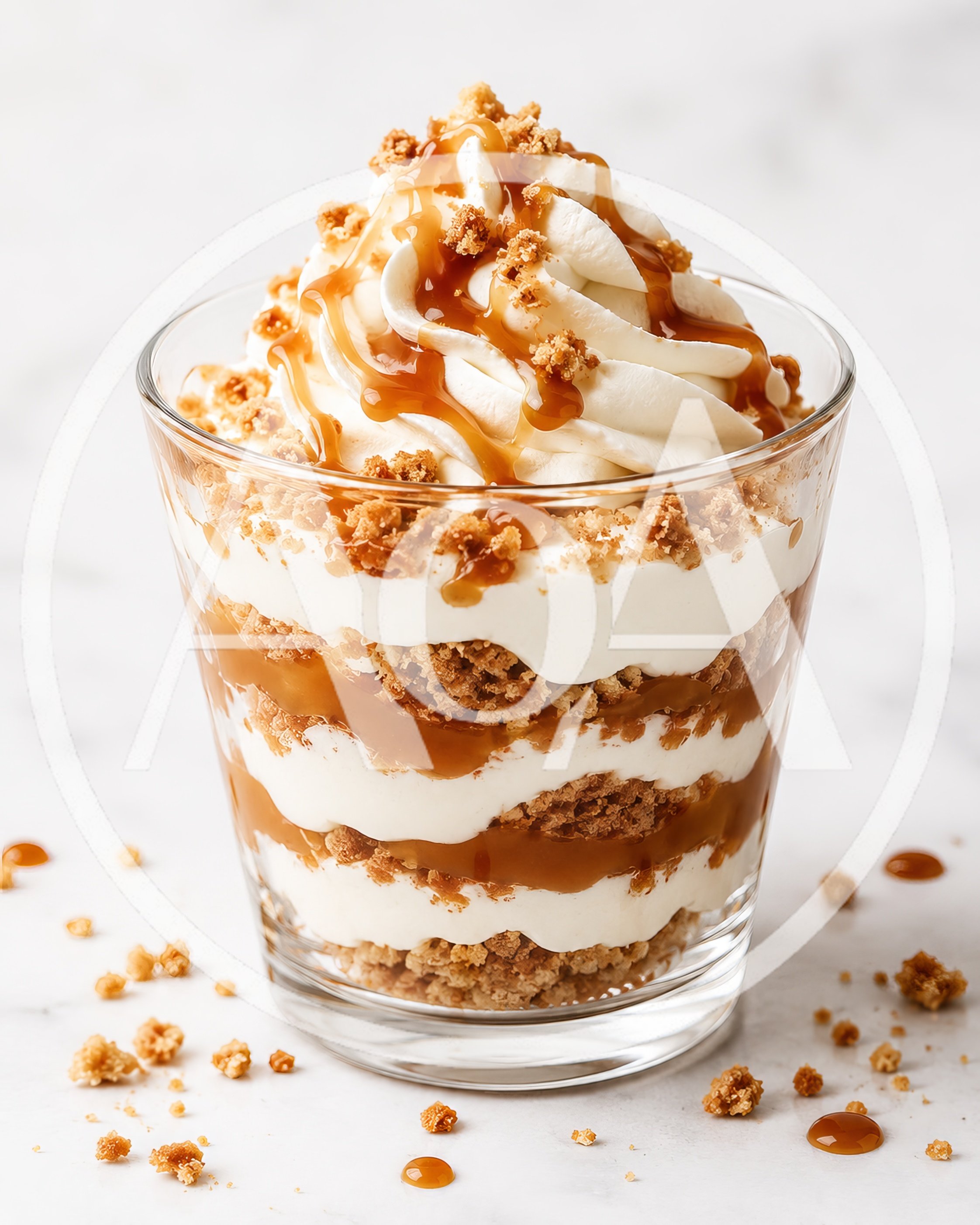 Layered Caramel Cookie Parfait Dessert in Glass