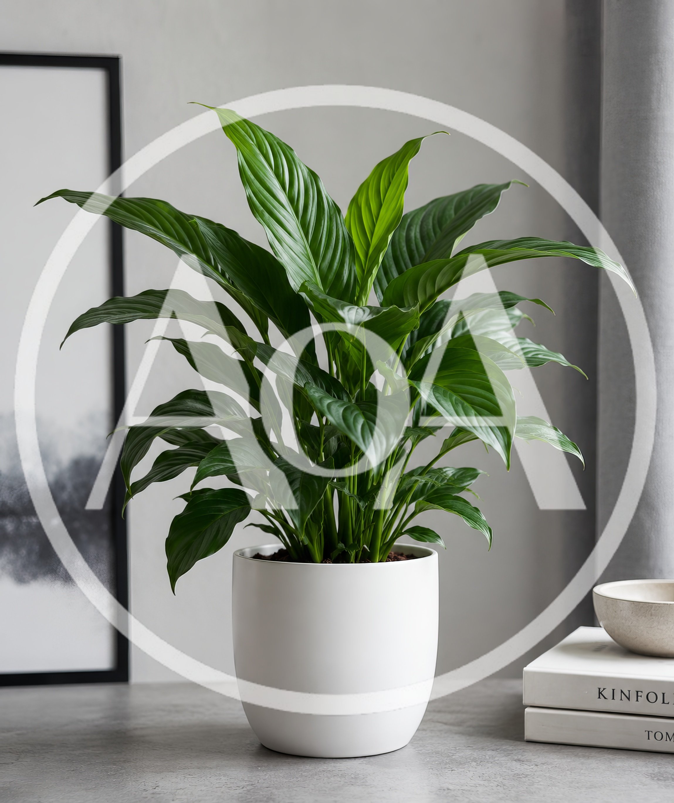 Peace Lily Plant In White Pot On Table