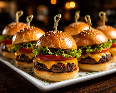 Gourmet Beef Slider Burgers on a Serving Platter