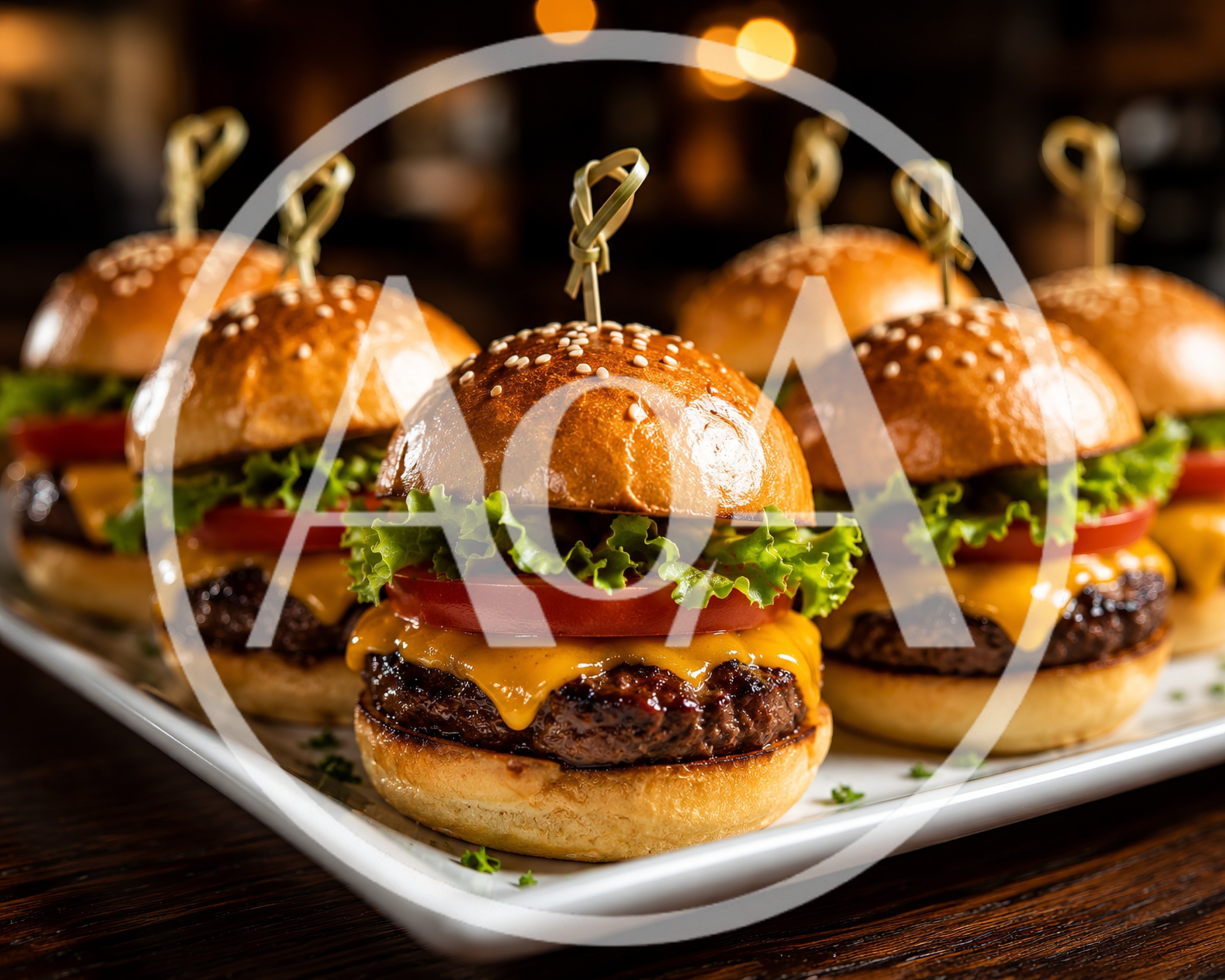 Gourmet Beef Slider Burgers on a Serving Platter