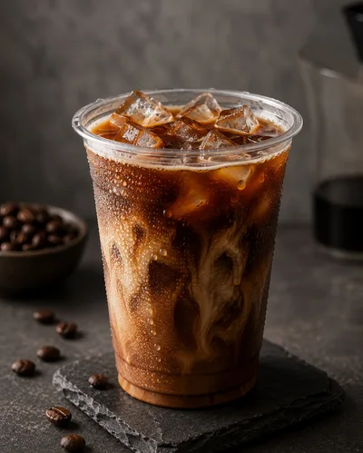 Iced Coffee With Milk In A Plastic Cup