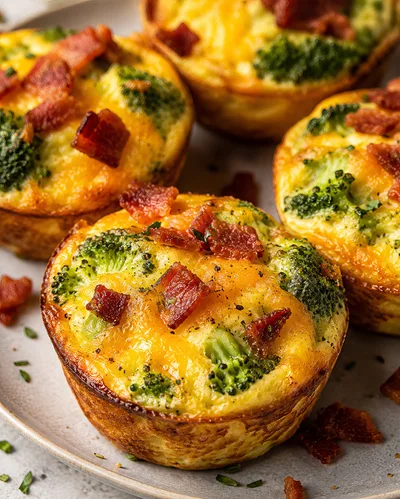 Freshly Baked Broccoli and Bacon Egg Muffins