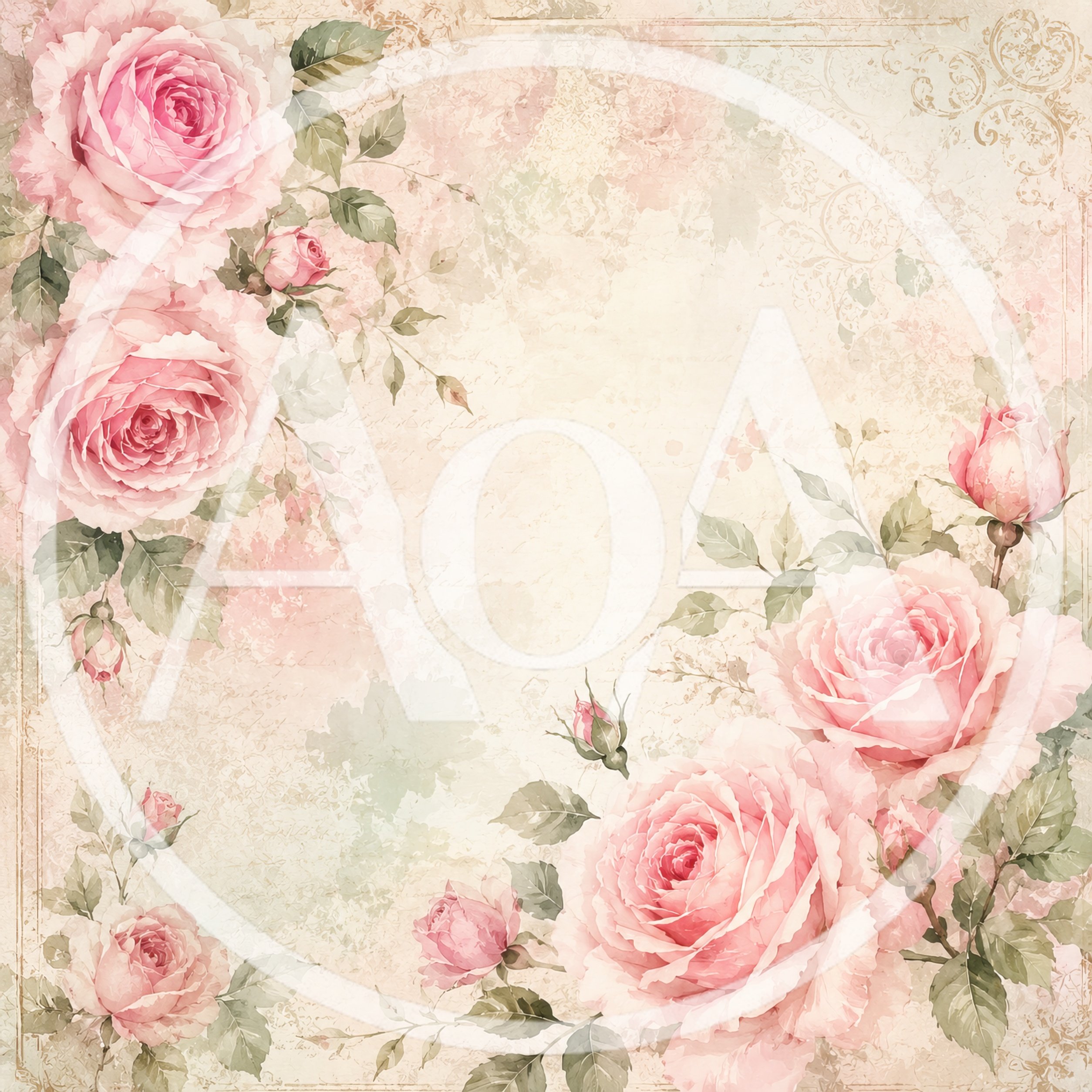 Vintage Floral Background With Pink Roses
