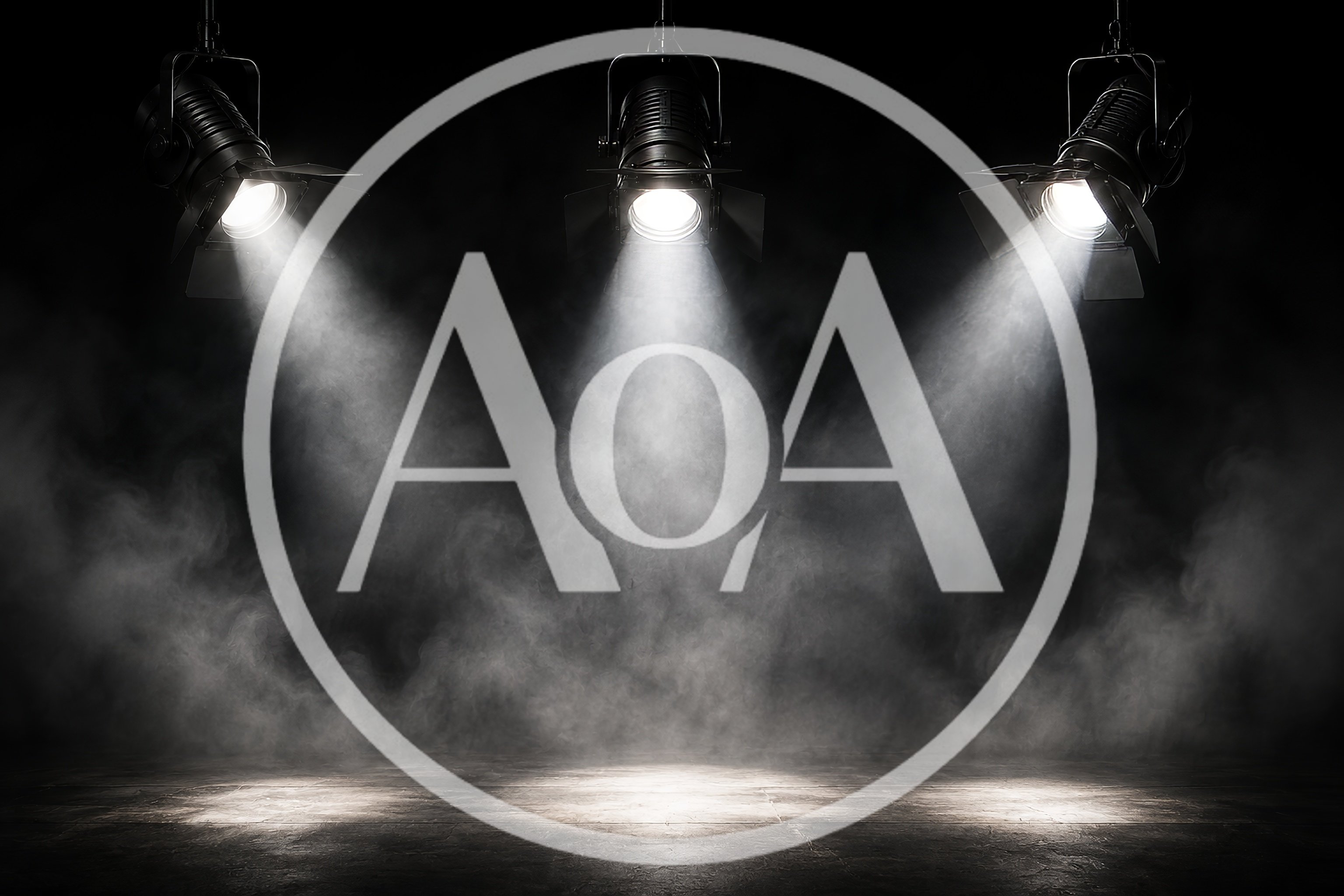 Three Stage Spotlights Shining Down Through Thick Fog