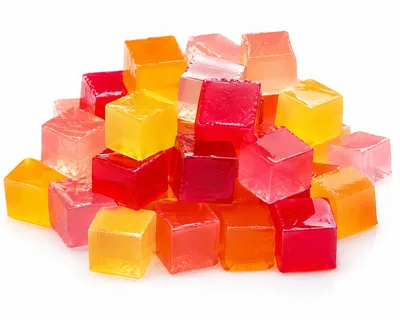 Pile Of Colorful Fruit Flavored Jelly Cubes