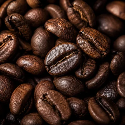 Macro Close Up Of Roasted Coffee Beans