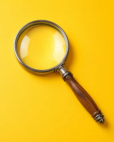 Vintage Magnifying Glass With Wooden Handle On Yellow Background