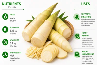 Bamboo Shoots Nutritional Infographic With Health Benefits