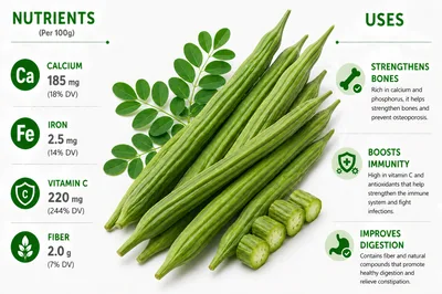 Moringa Oleifera Drumstick Nutritional Infographic