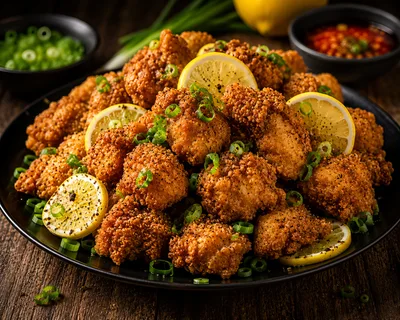 Crispy Fried Chicken Bites With Lemon And Scallions