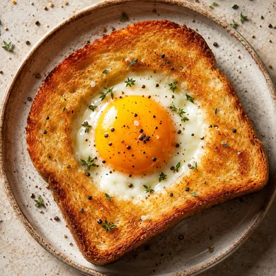 Egg In A Hole Toast On A Plate