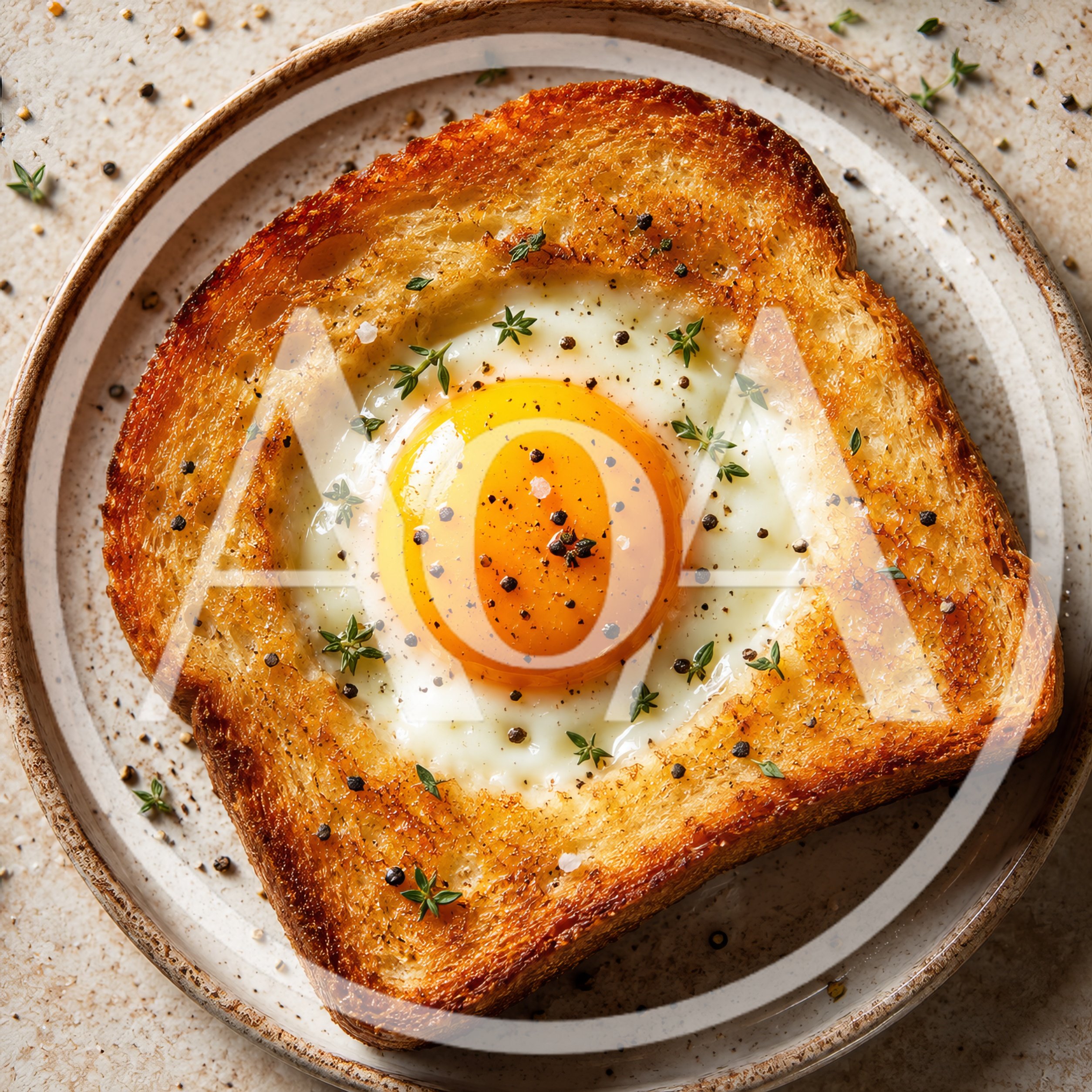 Egg In A Hole Toast On A Plate