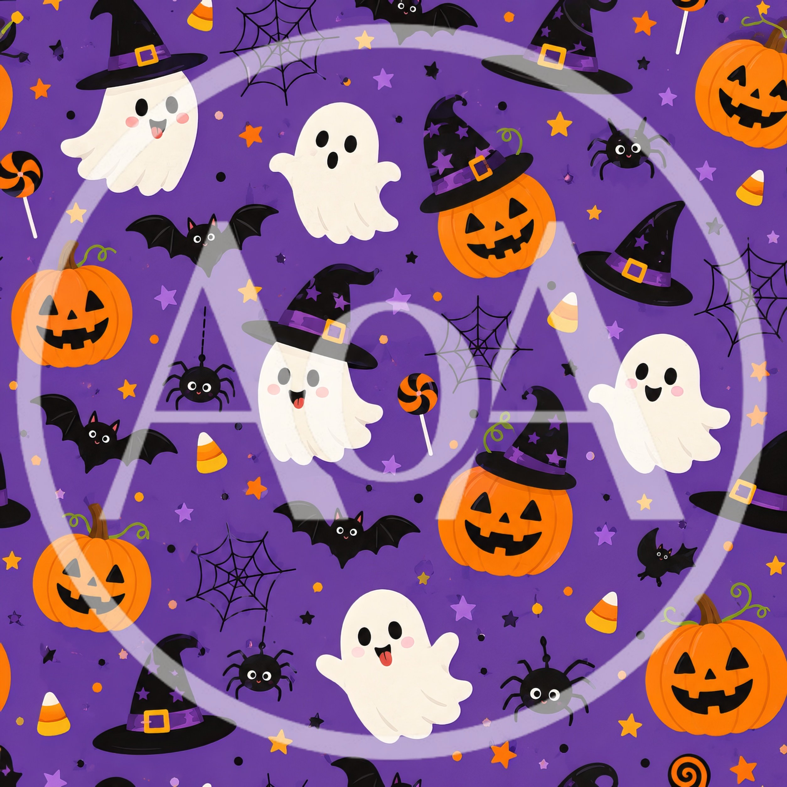 Seamless Halloween Pattern With Ghosts Pumpkins And Bats
