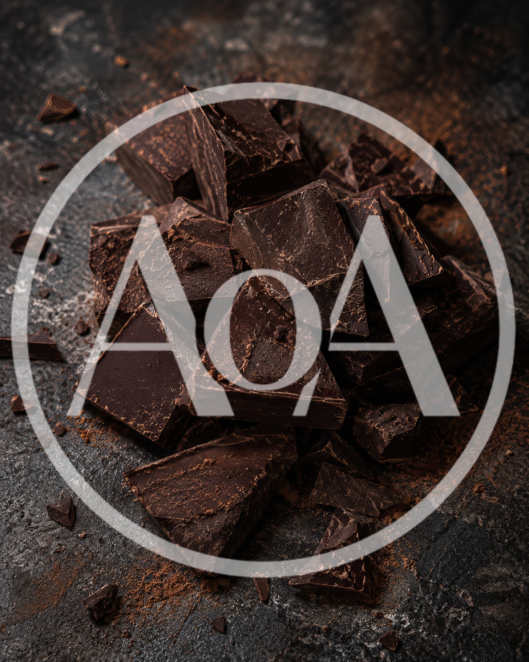 Dark Chocolate Chunks on a Dark Textured Surface