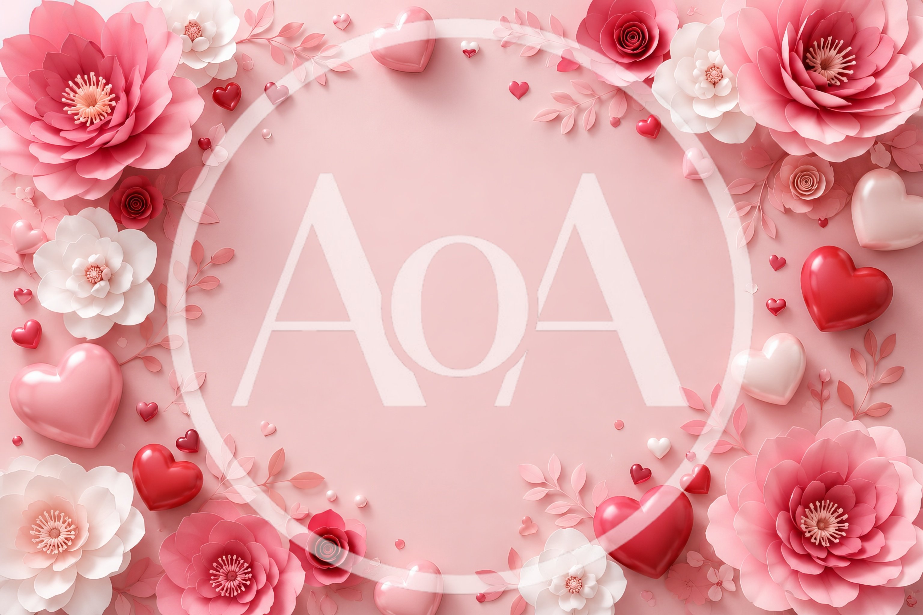 Valentine Day Background With Paper Flowers And Hearts
