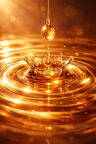 Golden Liquid Drop Creating A Crown Splash