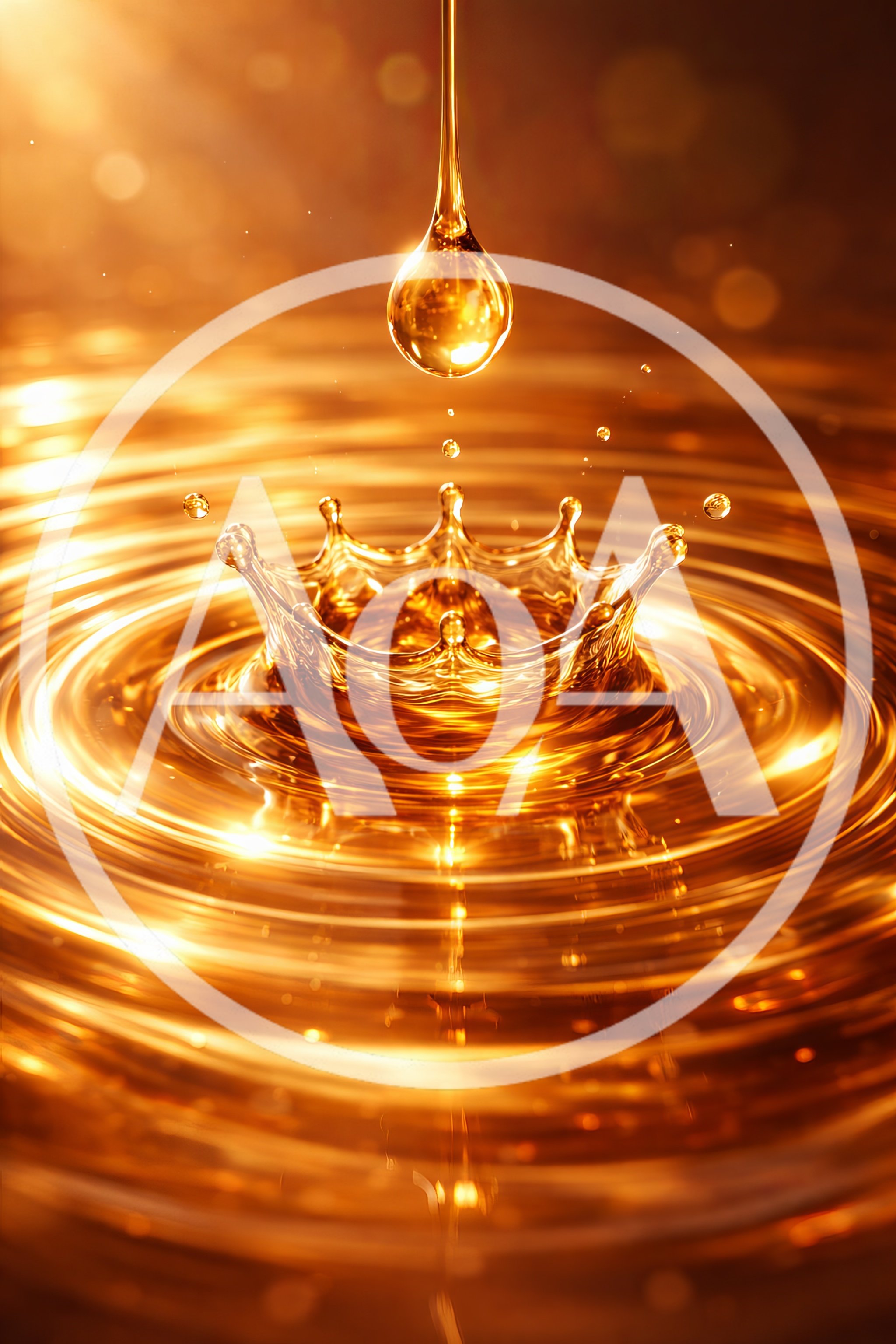 Golden Liquid Drop Creating A Crown Splash