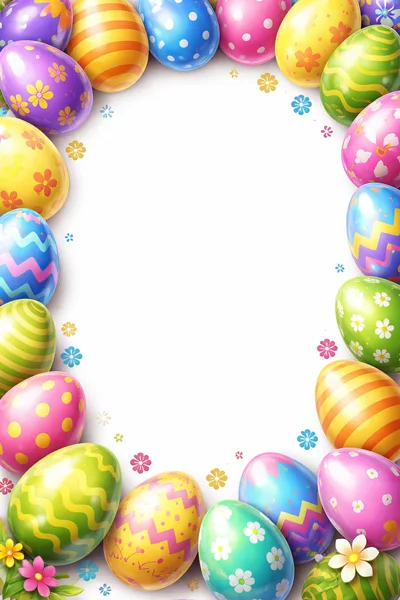 Easter Egg Frame Border With Floral Decorations