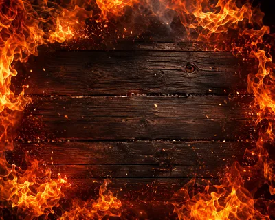 Burning Wooden Planks With Fire Frame