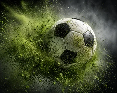 Soccer Ball Impacting Green Powder Explosion