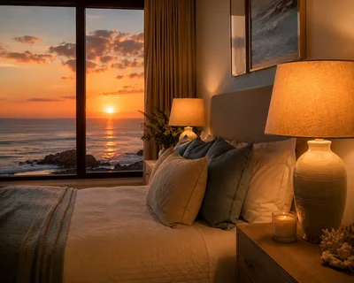 Cozy Bedroom With Ocean Sunset View