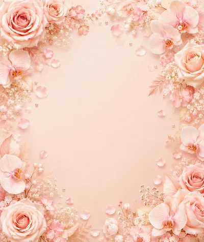 Elegant Floral Frame With Roses And Orchids