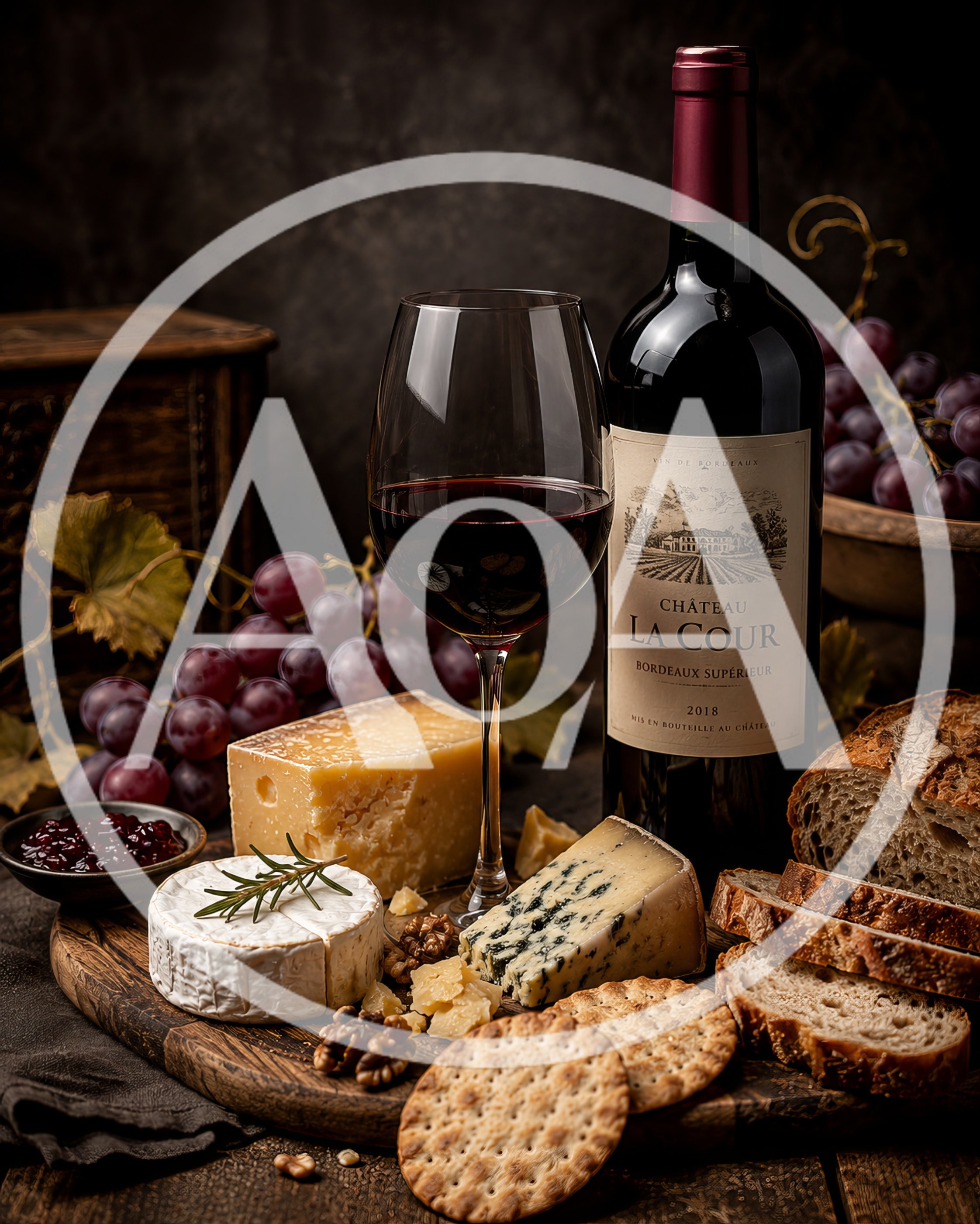 Gourmet Wine and Cheese Platter with Bread