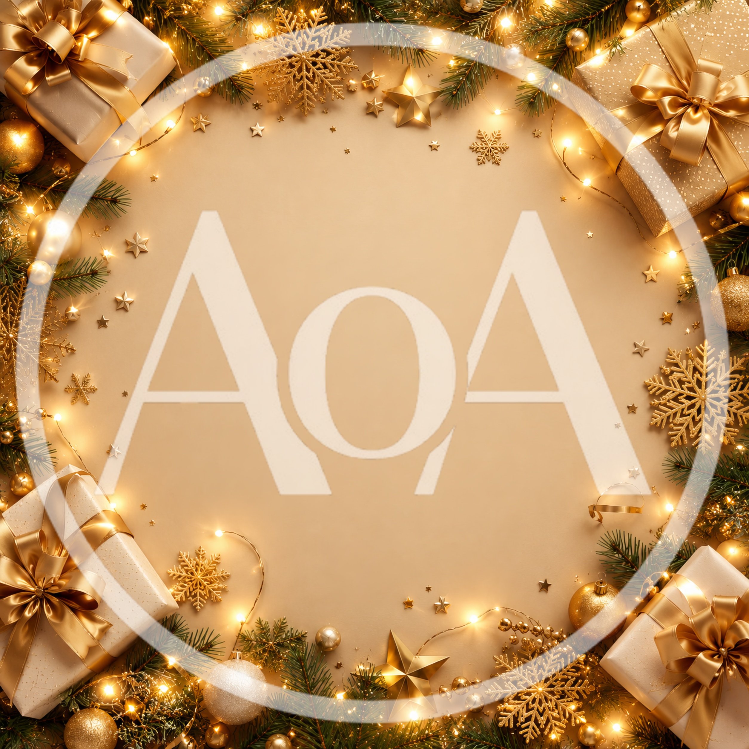 Christmas Gift Boxes and Golden Ornaments Frame