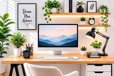 Modern Minimalist Home Office Workspace Setup