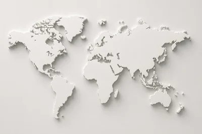 3D White Minimalist World Map Illustration