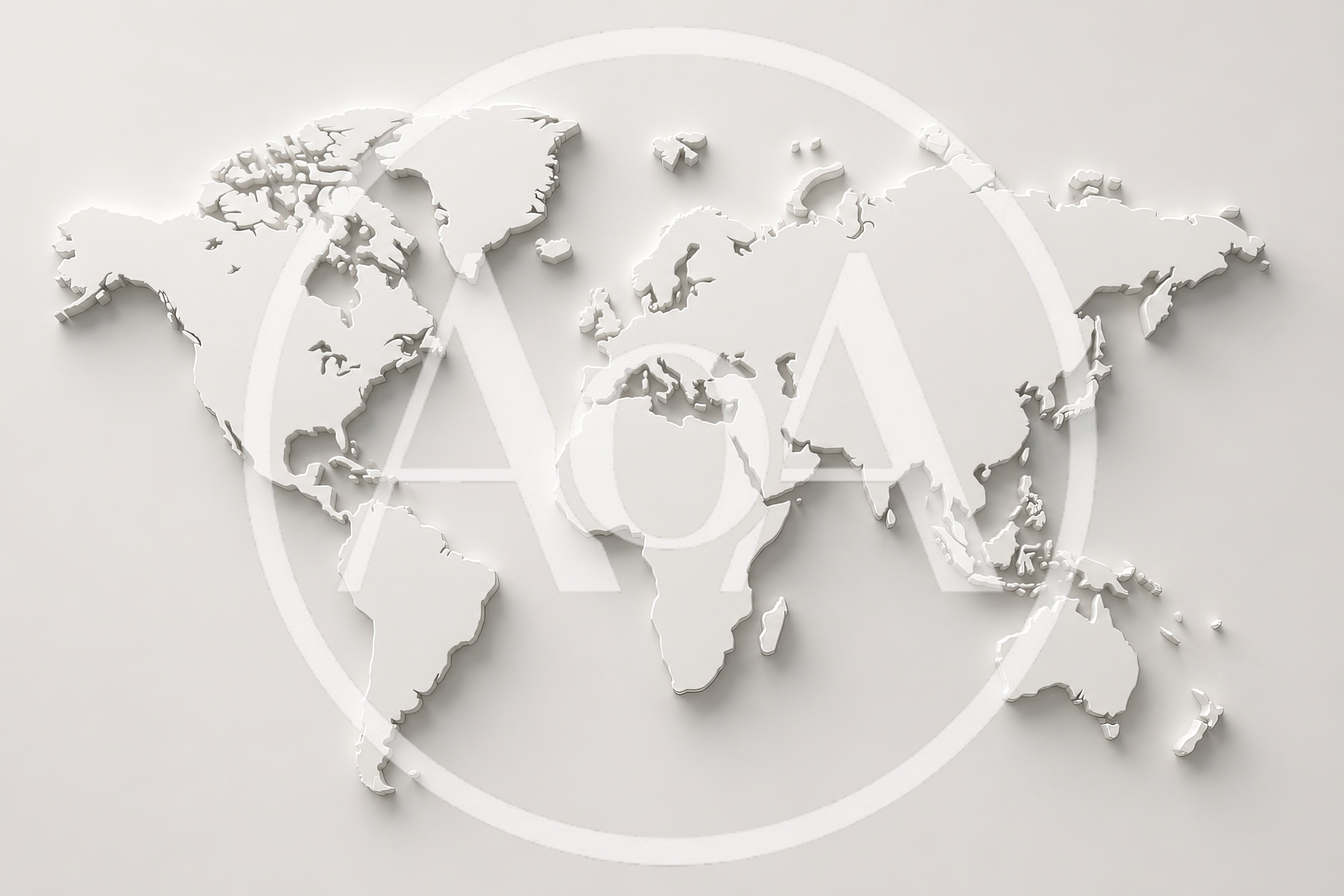 3D White Minimalist World Map Illustration