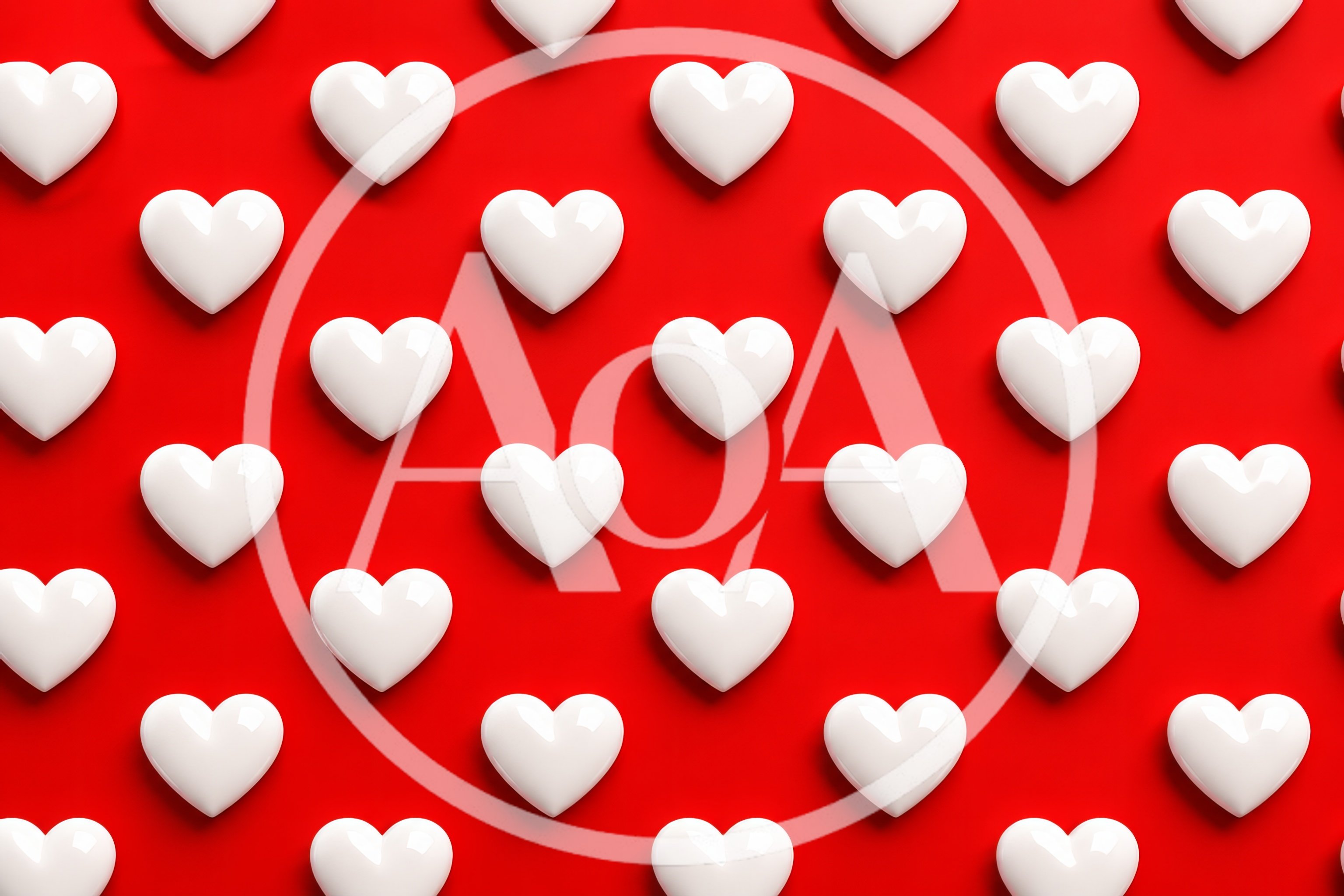Pattern Of White Glossy Hearts On Red Background