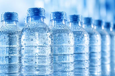 Row Of Cold Plastic Water Bottles