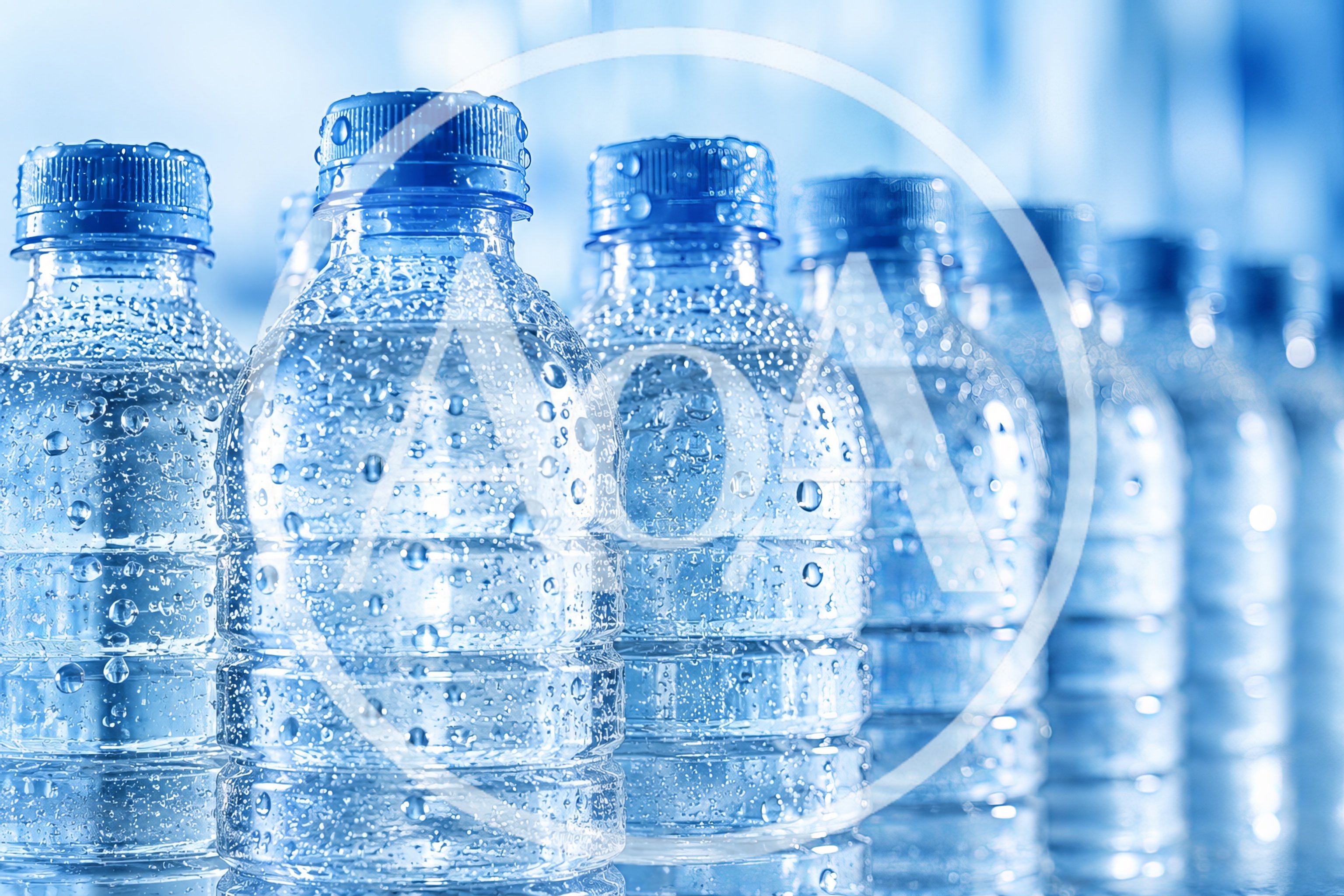 Row Of Cold Plastic Water Bottles