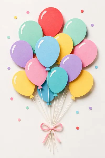 Paper Cutout Balloon Bunch With Confetti