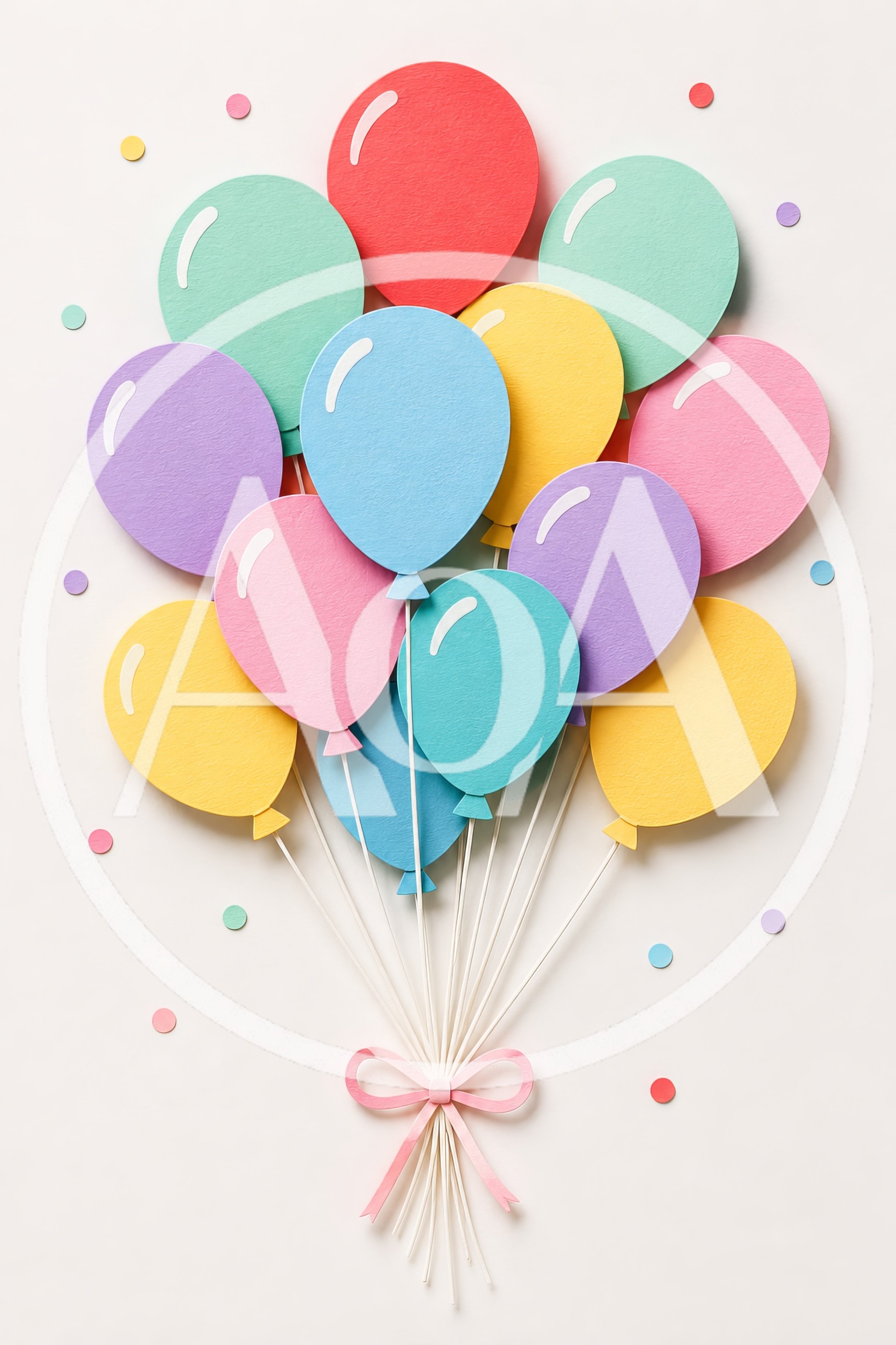 Paper Cutout Balloon Bunch With Confetti