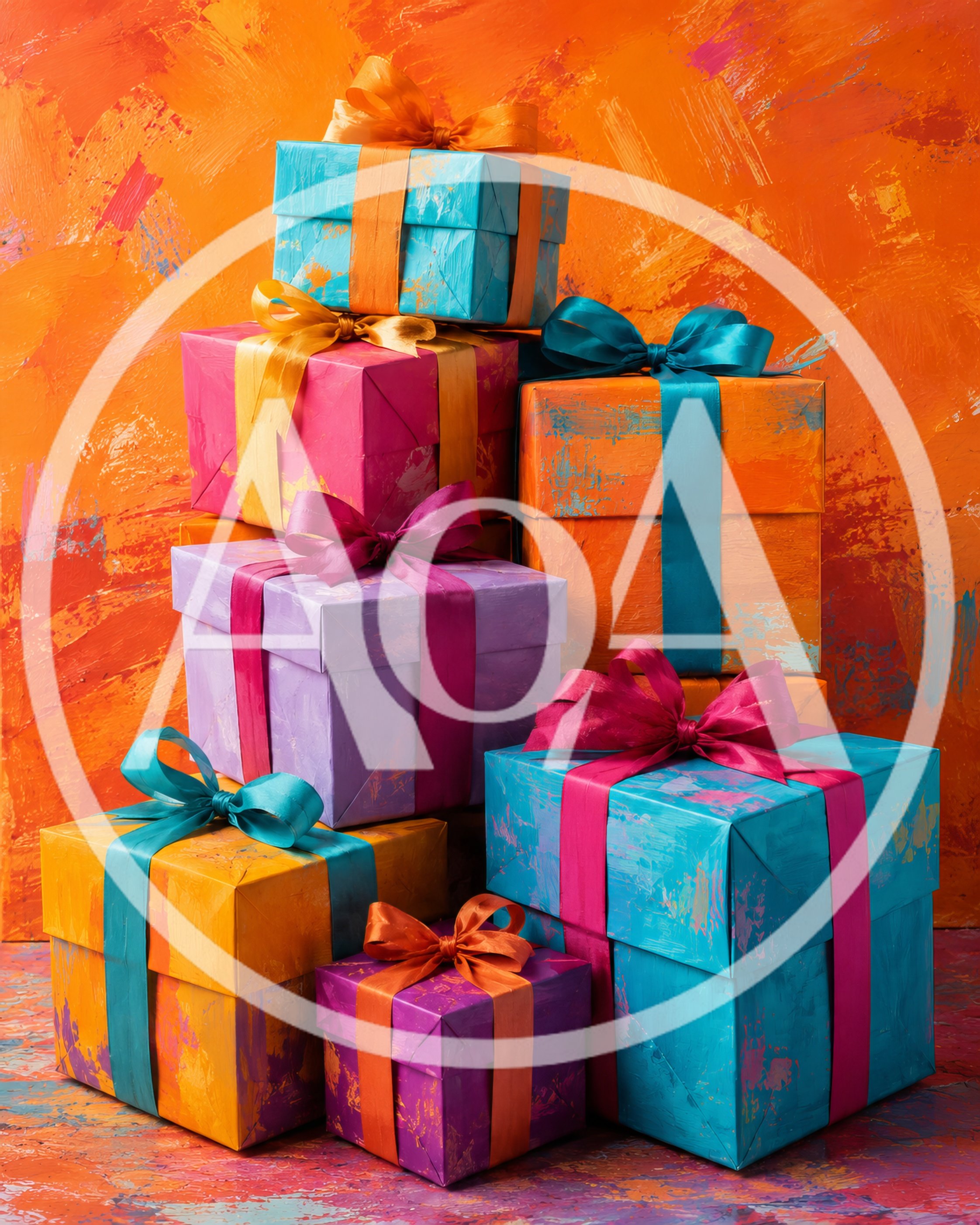 Stack Of Colorful Painted Gift Boxes