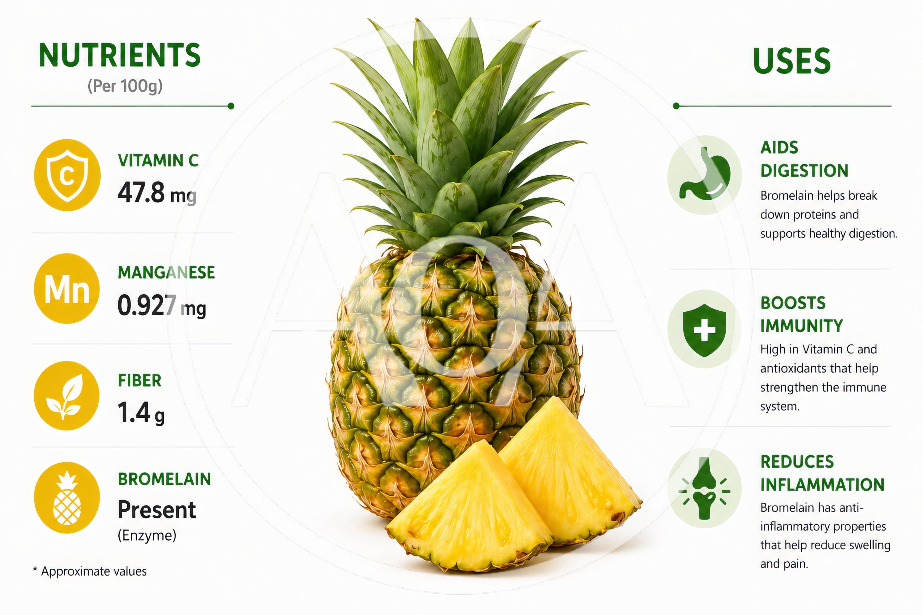 Pineapple Nutritional Benefits And Health Uses Infographic