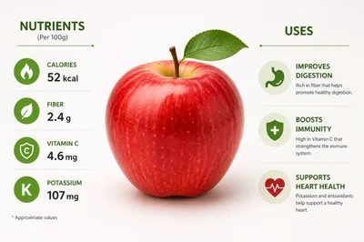Apple Nutritional Infographic With Health Benefits