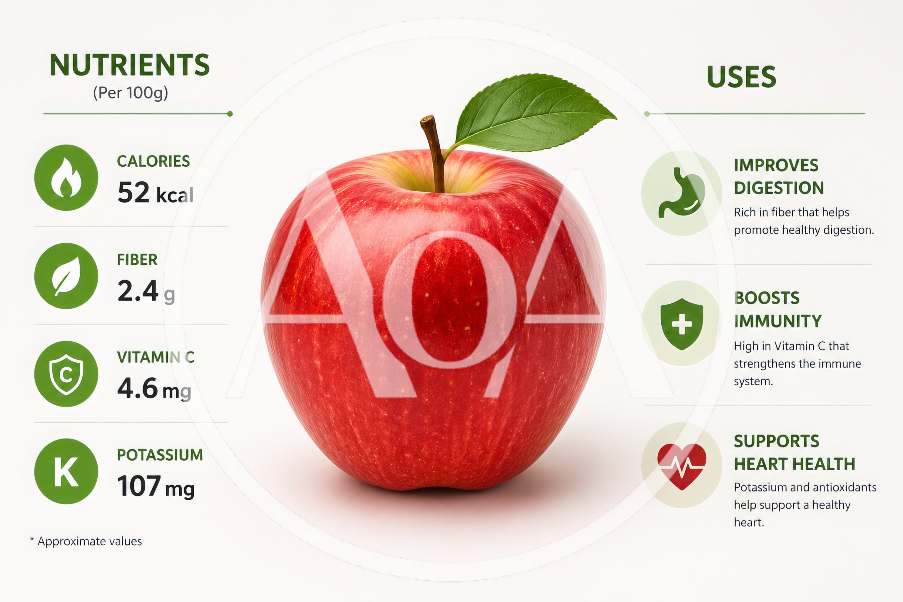 Apple Nutritional Infographic With Health Benefits
