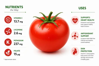 Tomato Nutritional Infographic With Health Benefits