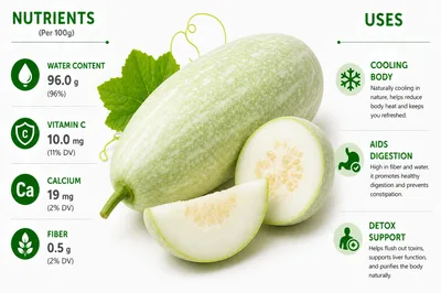 Nutritional Infographic Of Winter Melon With Health Benefits